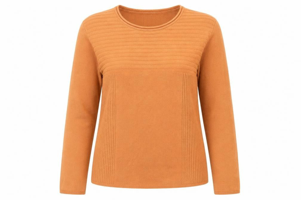 Damart Women’s Orange Wool Blend Jumper Size L Round Neck Pullover