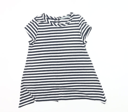 Coin 1804 Womens Striped Short Sleeve Button Back T-Shirt Size S