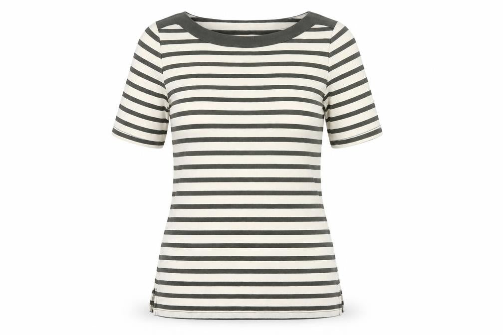 Talbots Women’s Petite S Black White Striped Cotton Stretch T-Shirt