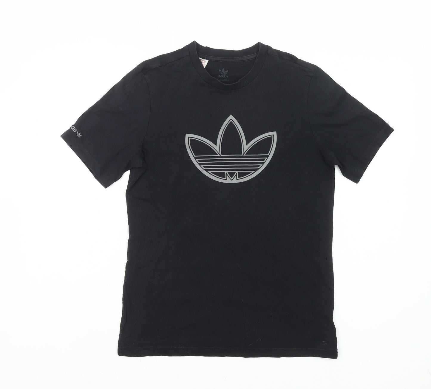 Adidas Boys Black Logo T-Shirt 14 Years Regular Fit Short Sleeve Cotton