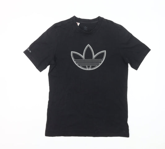 Adidas Boys Black Logo T-Shirt 14 Years Regular Fit Short Sleeve Cotton