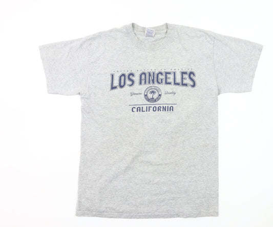 Gildan Mens Grey M Los Angeles California Graphic T-Shirt