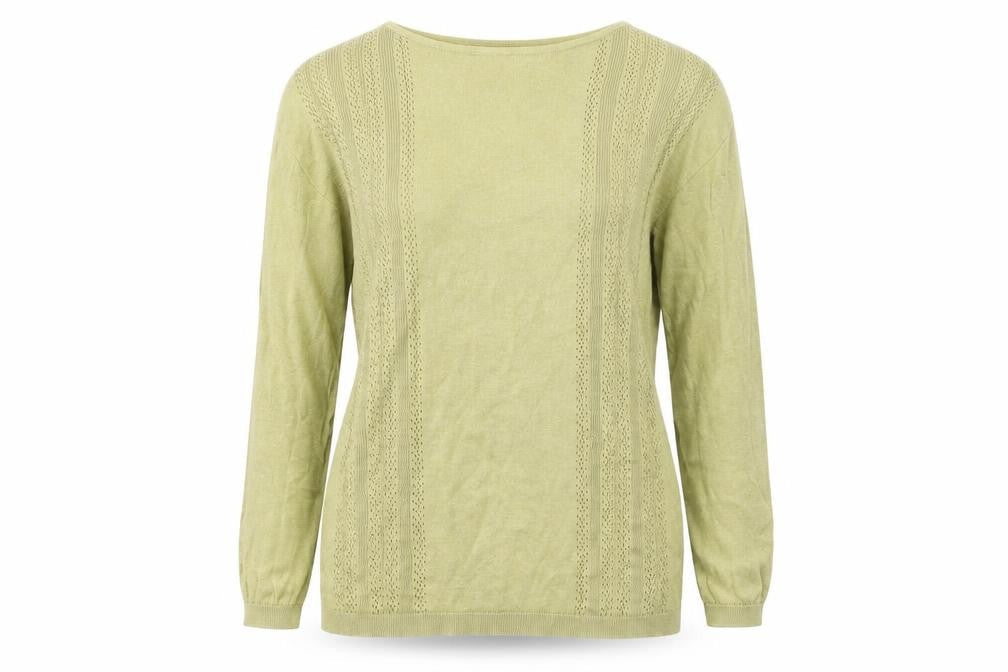 Damart Women Green Linen Cotton Pullover Jumper Size 10/12