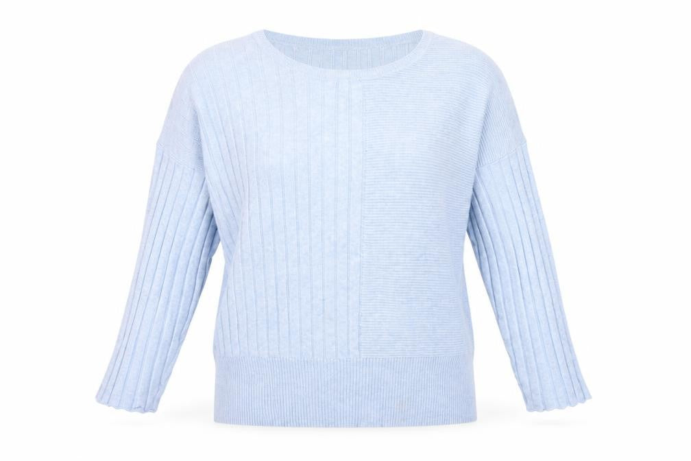 Fransa Womens Blue Cotton Viscose Cable-Knit Jumper L