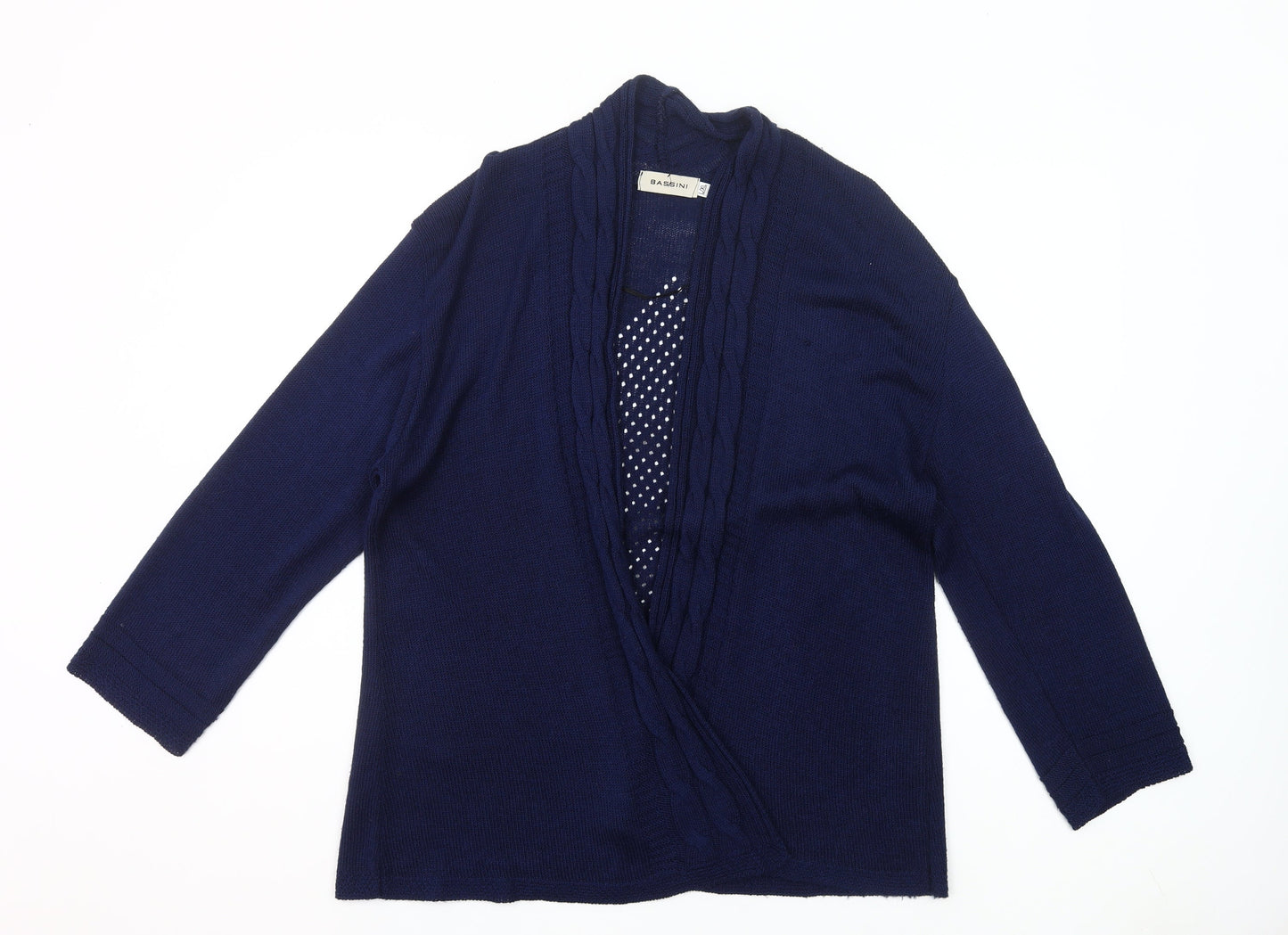 Bassini Women’s Blue Open-Knit 3/4 Sleeve Cardigan L