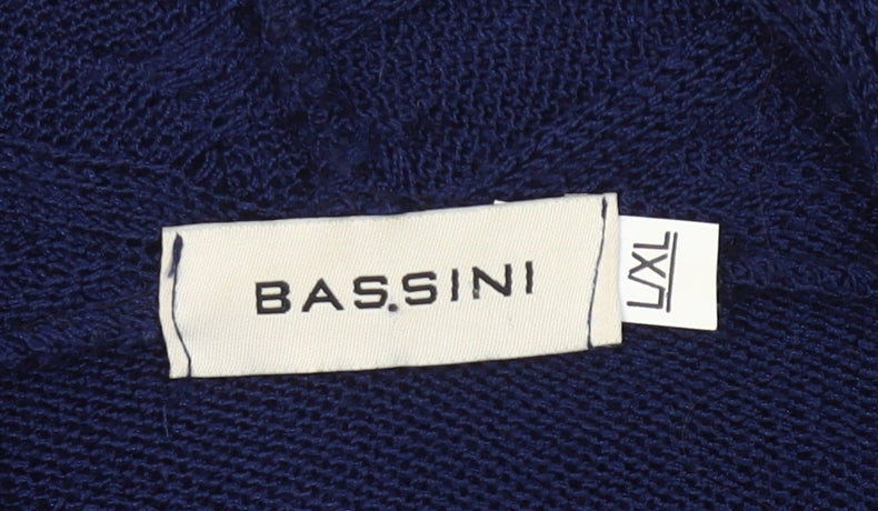 Bassini Women’s Blue Open-Knit 3/4 Sleeve Cardigan L