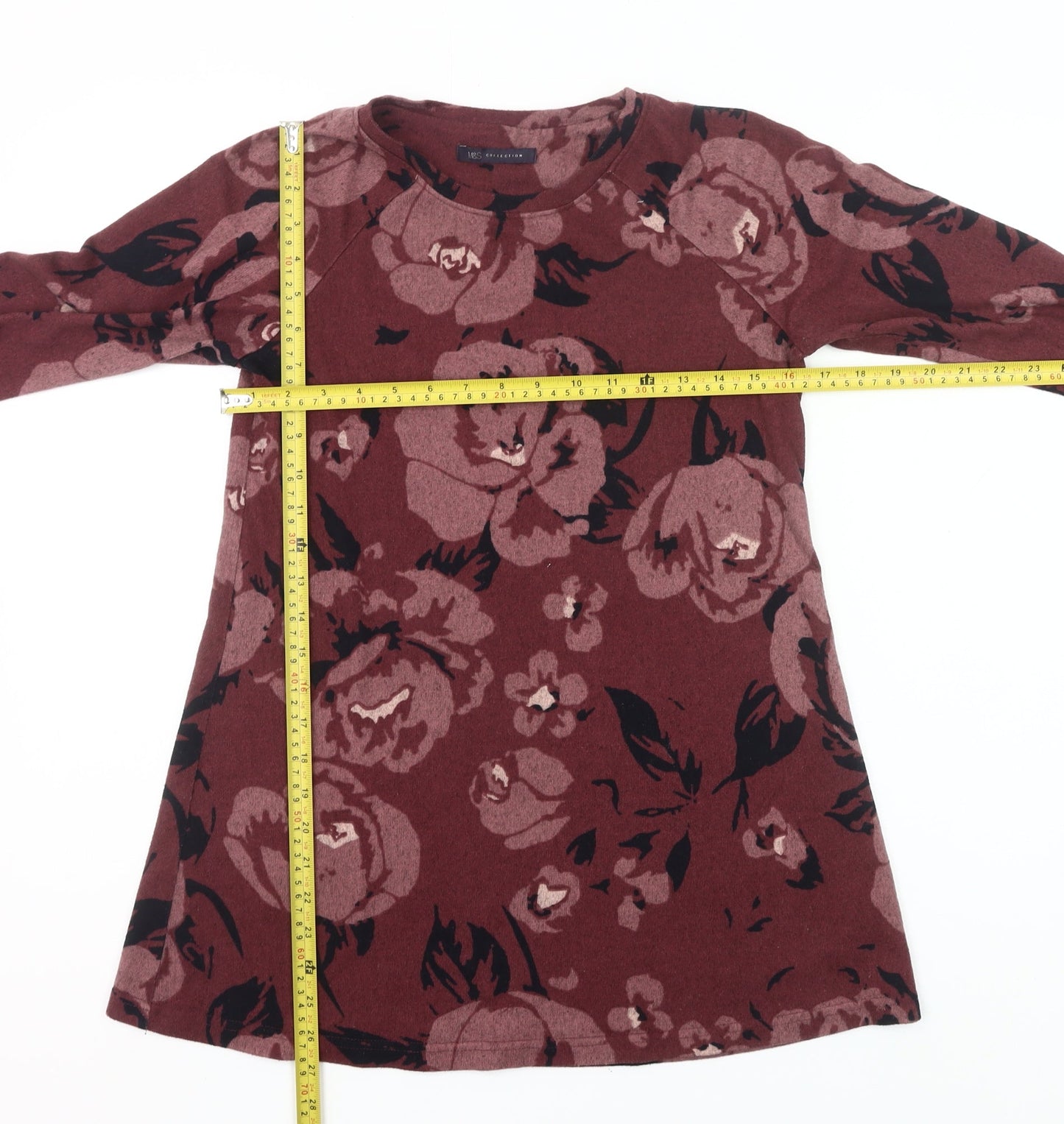 Marks and Spencer Women’s Pink Floral Tunic Blouse UK 10 Long Sleeve