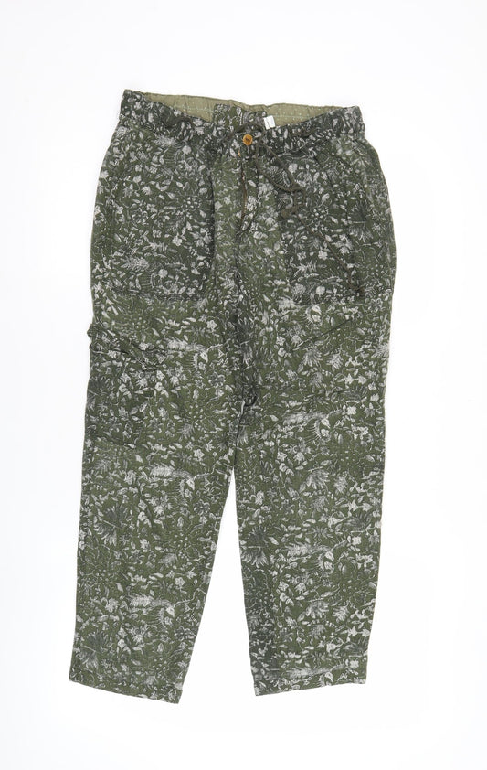 Hei Hei Womens Green Floral Chino Trousers Size 8 Regular