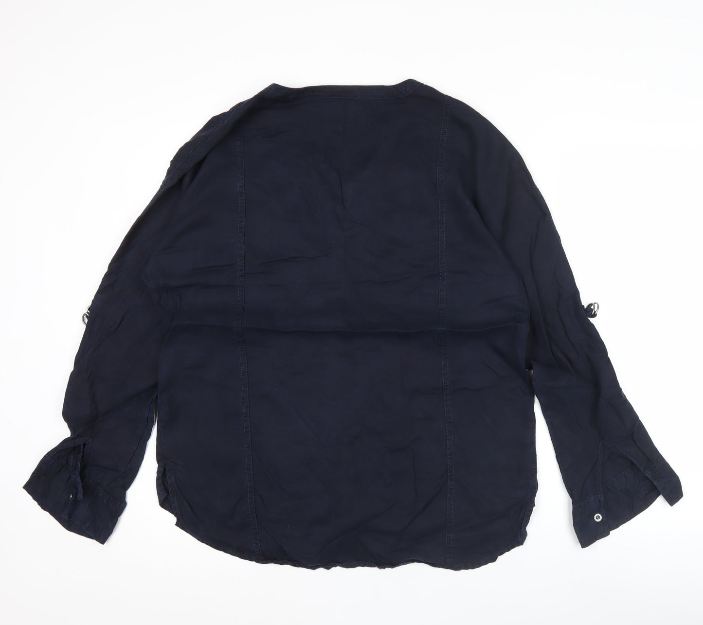 Next Womens Blue Button-Up Shirt Size 10 Long Sleeve Lyocell