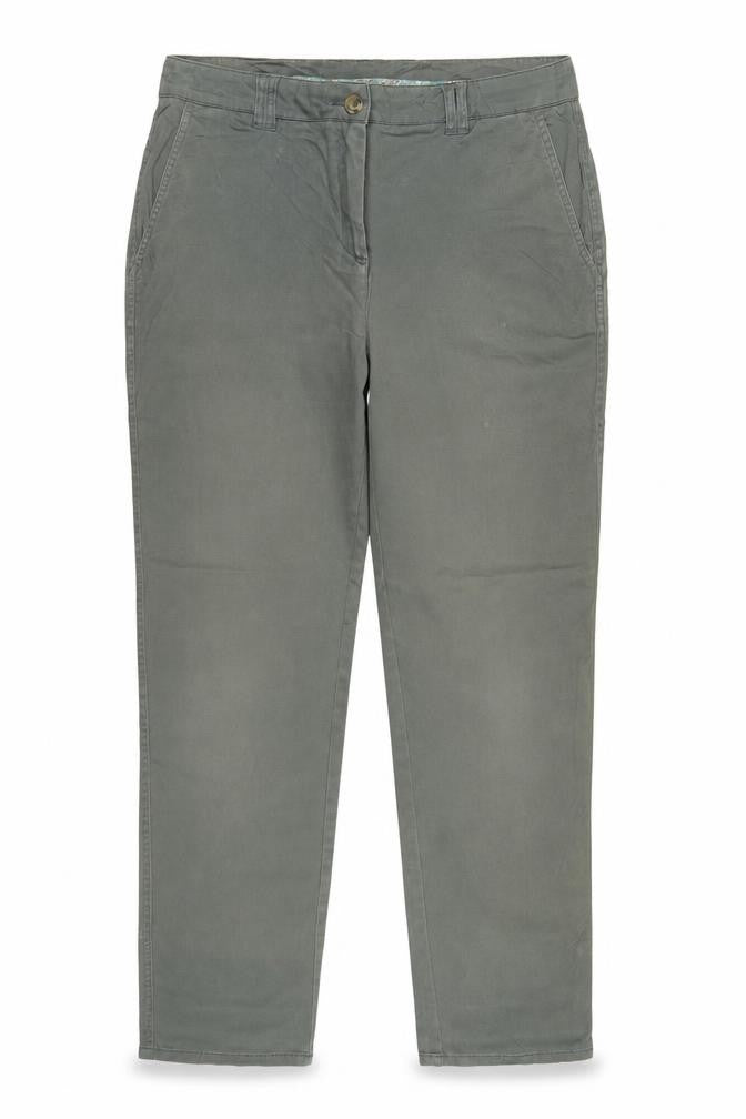 WoolOvers Womens Green Chino Trousers Size 14 Cotton Stretch