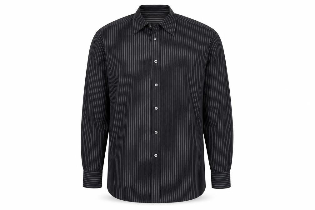 Marks & Spencer Men’s Black Striped Button-Up Shirt 16.5/42in