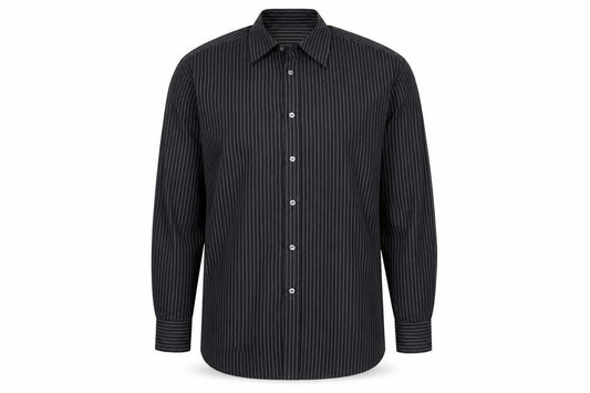 Marks & Spencer Men’s Black Striped Button-Up Shirt 16.5/42in
