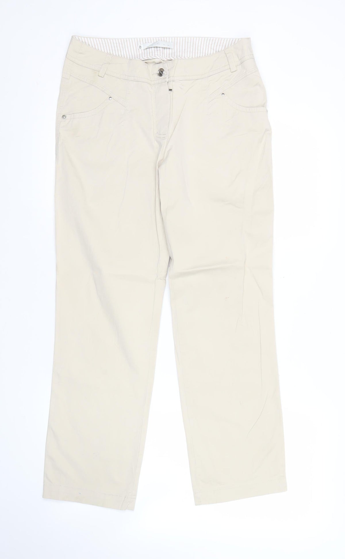 Olmar Women’s Beige Chino Trousers Size 12 Cotton Stretch Straight