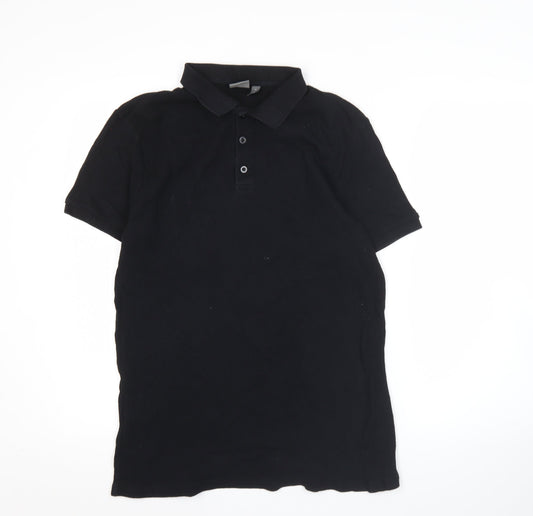 ASOS Men’s Black Cotton Polo Shirt Size M Regular Fit Short Sleeve