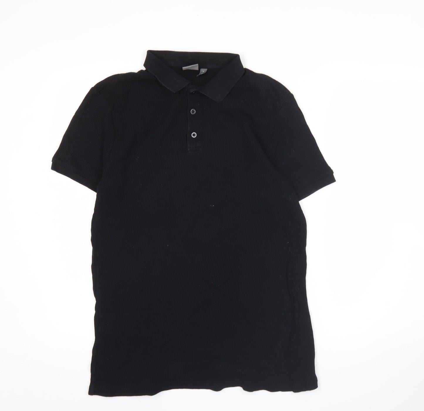 ASOS Men’s Black Cotton Polo Shirt Size M Regular Fit Short Sleeve