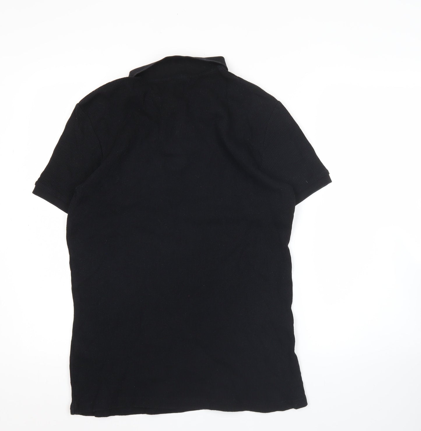 ASOS Men’s Black Cotton Polo Shirt Size M Regular Fit Short Sleeve