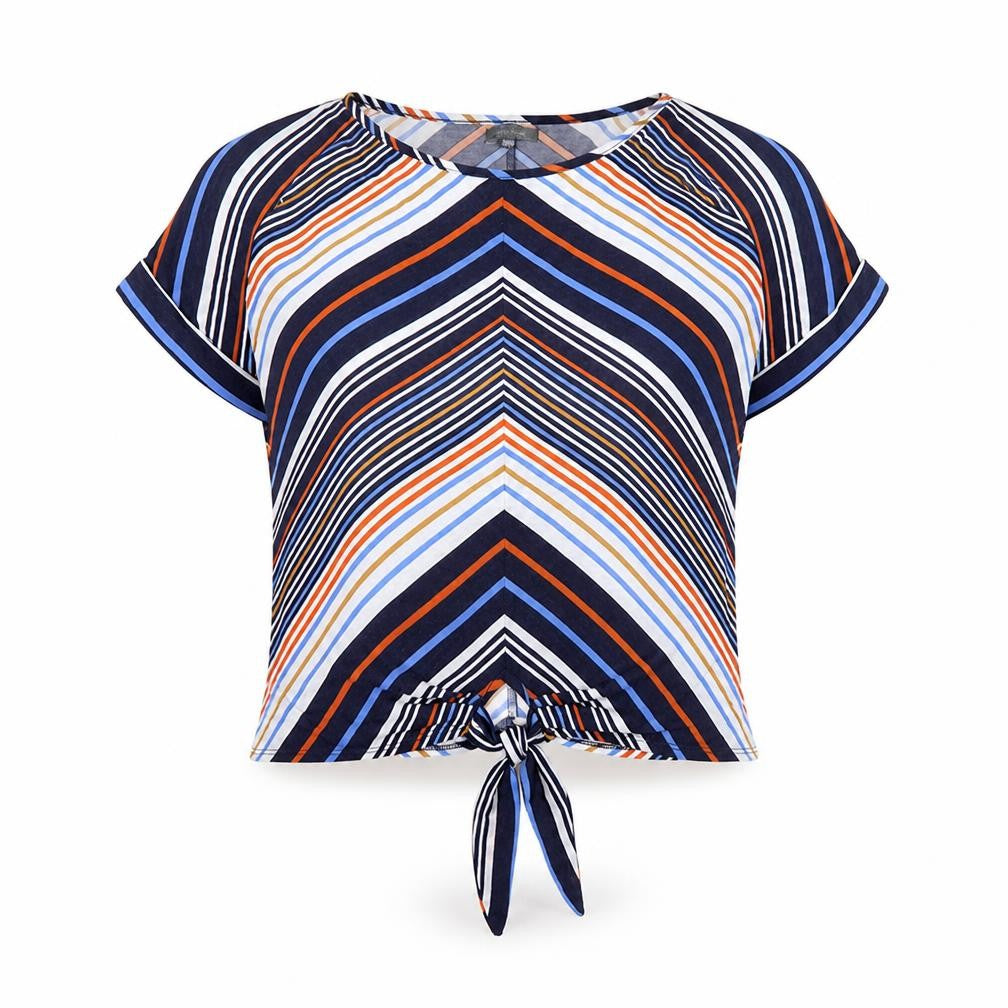 Intuition Womens Multicoloured Stripe Cropped T-Shirt Size 12