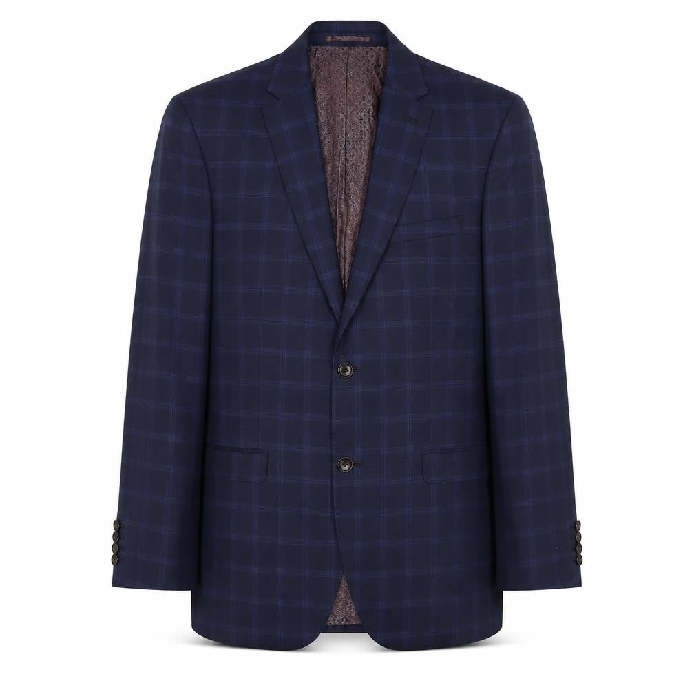 Next Signature Men's Blue Check Slim Fit Wool Suit Jacket 40R