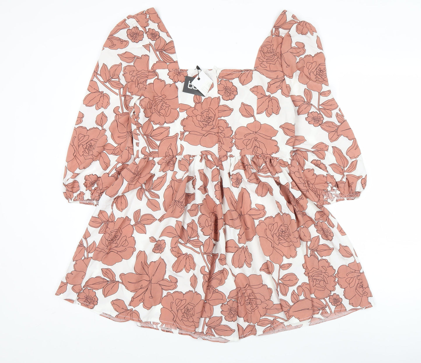 Boohoo Women’s Multicoloured Floral Playsuit Size 12 Puff Sleeve