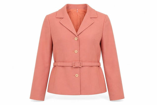 Enstex Womens Pink Size 10 Belted Blazer Jacket Single Breasted