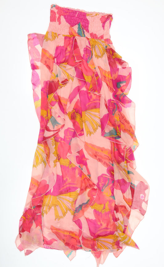 River Island Women’s Pink Floral Strapless Short Dress Size 2