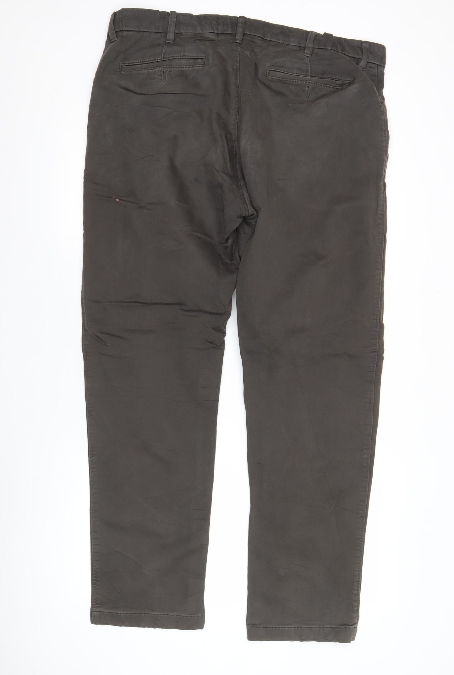 Marks and Spencer Men's Brown Chino Trousers 40W 33L Straight Fit
