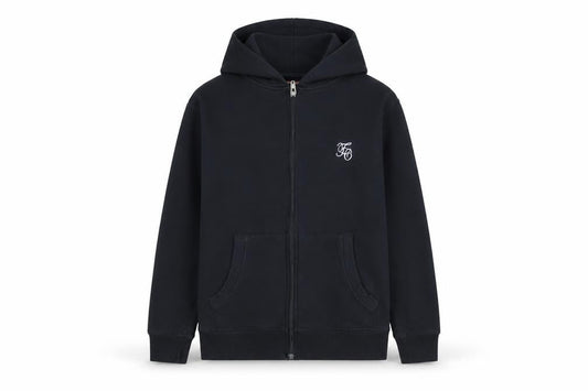 Front view of French Connection girls’ black full zip hoodie 13-14y cotton blend