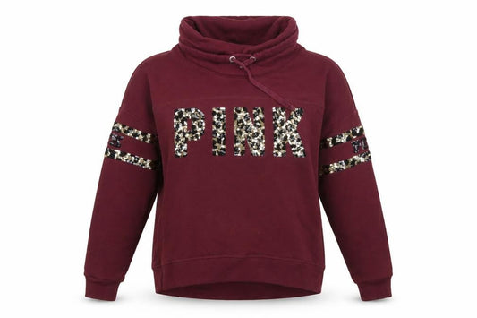 Victoria's Secret PINK Womens Burgundy Sequin Hoodie Size S