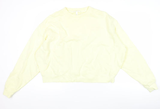 Women’s Yellow Pullover Sweatshirt Crew Neck Cotton Size 8 Relaxed Fit