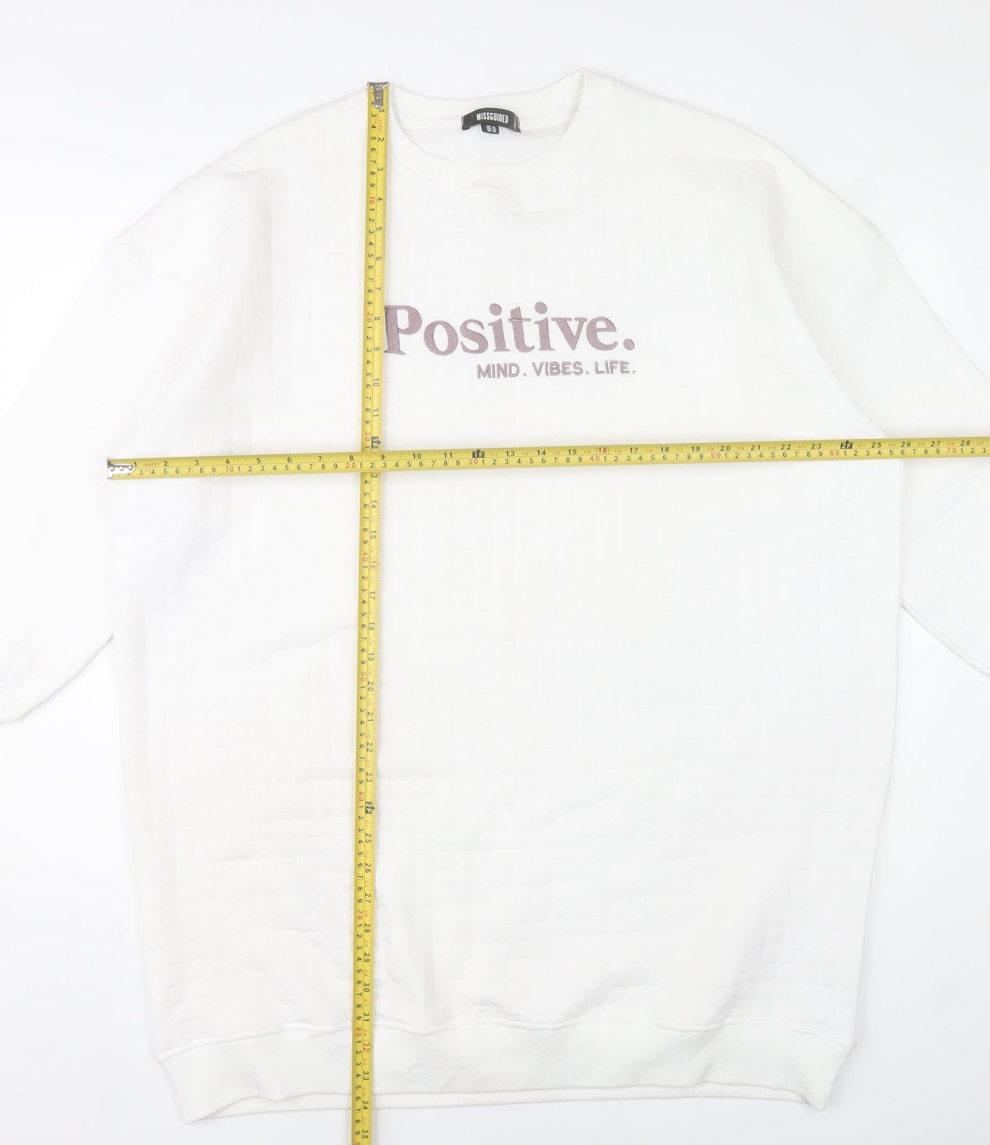 Missguided Women White Size 14 T-Shirt Dress Graphic Print Crew Neck
