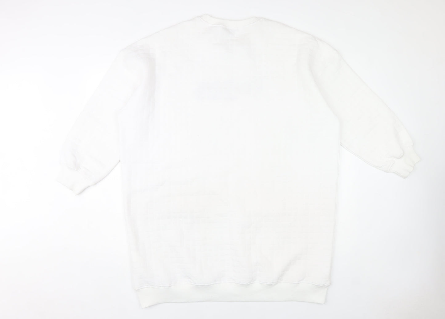 Missguided Women White Size 14 T-Shirt Dress Graphic Print Crew Neck