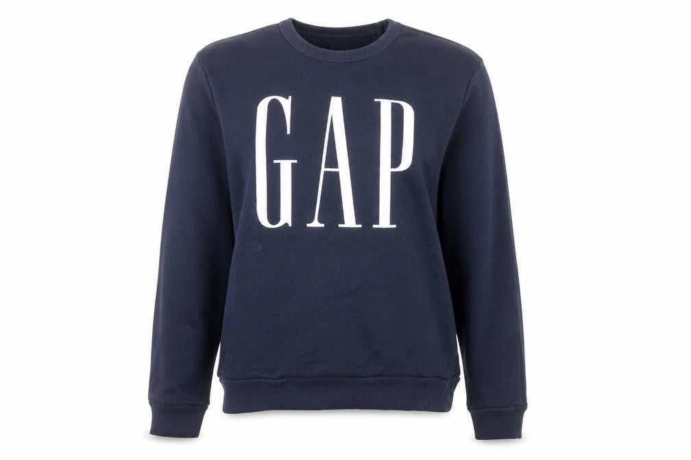 Gap Womens Navy Blue Small Sweatshirt Cotton Blend Logo Crew Neck