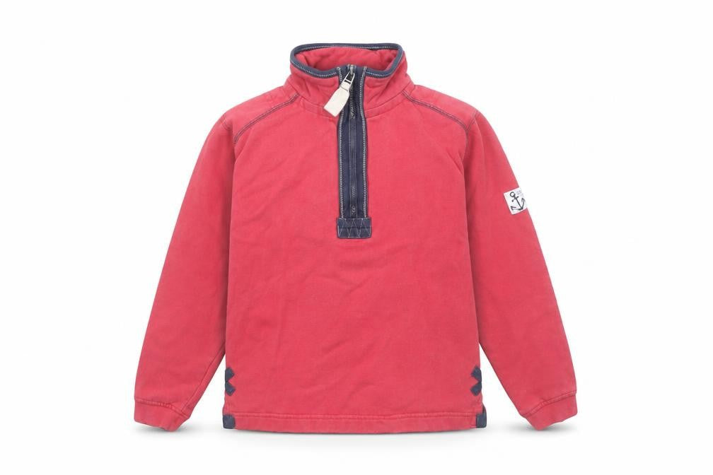 Lazy Jacks Boys Red 9-10 Years Half Zip Cotton Sweatshirt Jumper