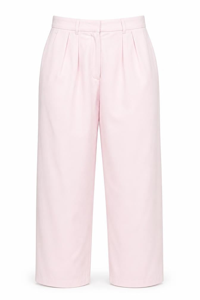 Zara Women Pink Pleated Chino Trousers Size M High Rise