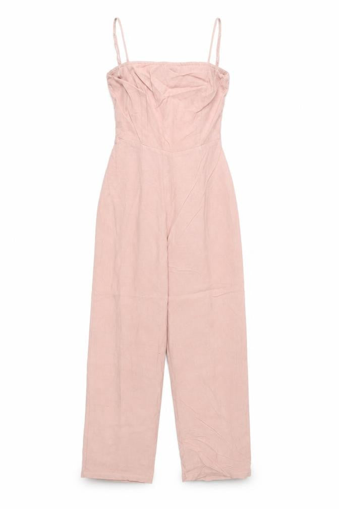 ASOS Women’s Pink Linen Cotton Strappy Jumpsuit Size 6