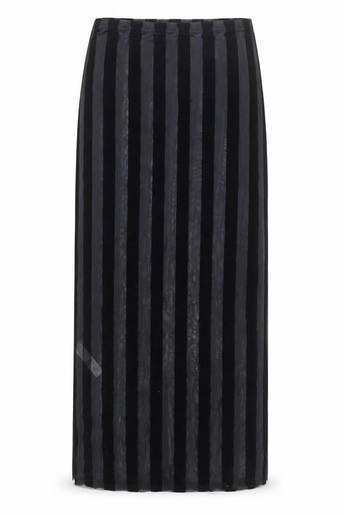 PrettyLittleThing Women’s Black Size 8 Long Stripe Pencil Skirt