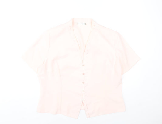 Country Casuals Women Pink Size 16 Blouse Short Sleeve V-Neck