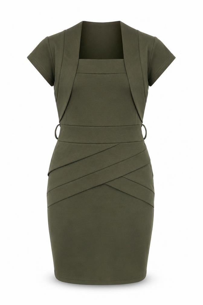 FeverFish Women’s Green Bodycon Knee Length Dress Size 10