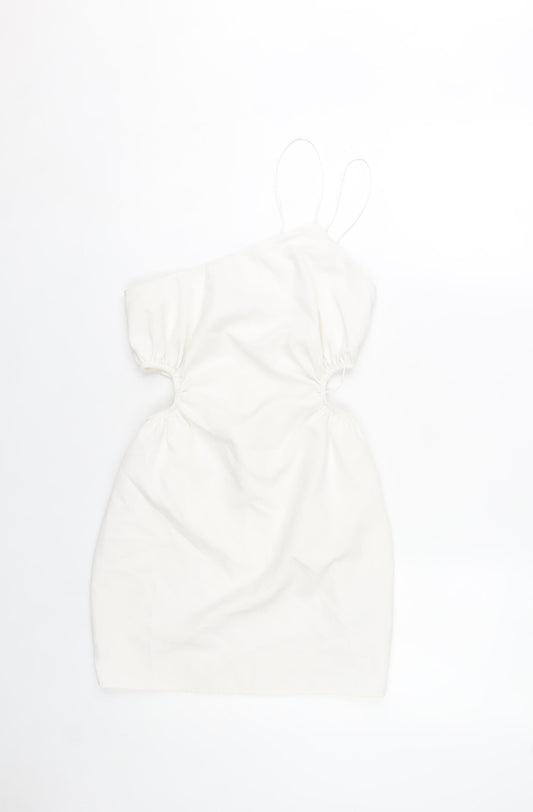 Zara Women’s White One Shoulder Bodycon Cut Out Dress XS