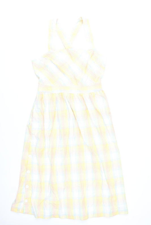 Oliver Bonas Women’s Multicoloured Check Midi A-Line Dress Size 12