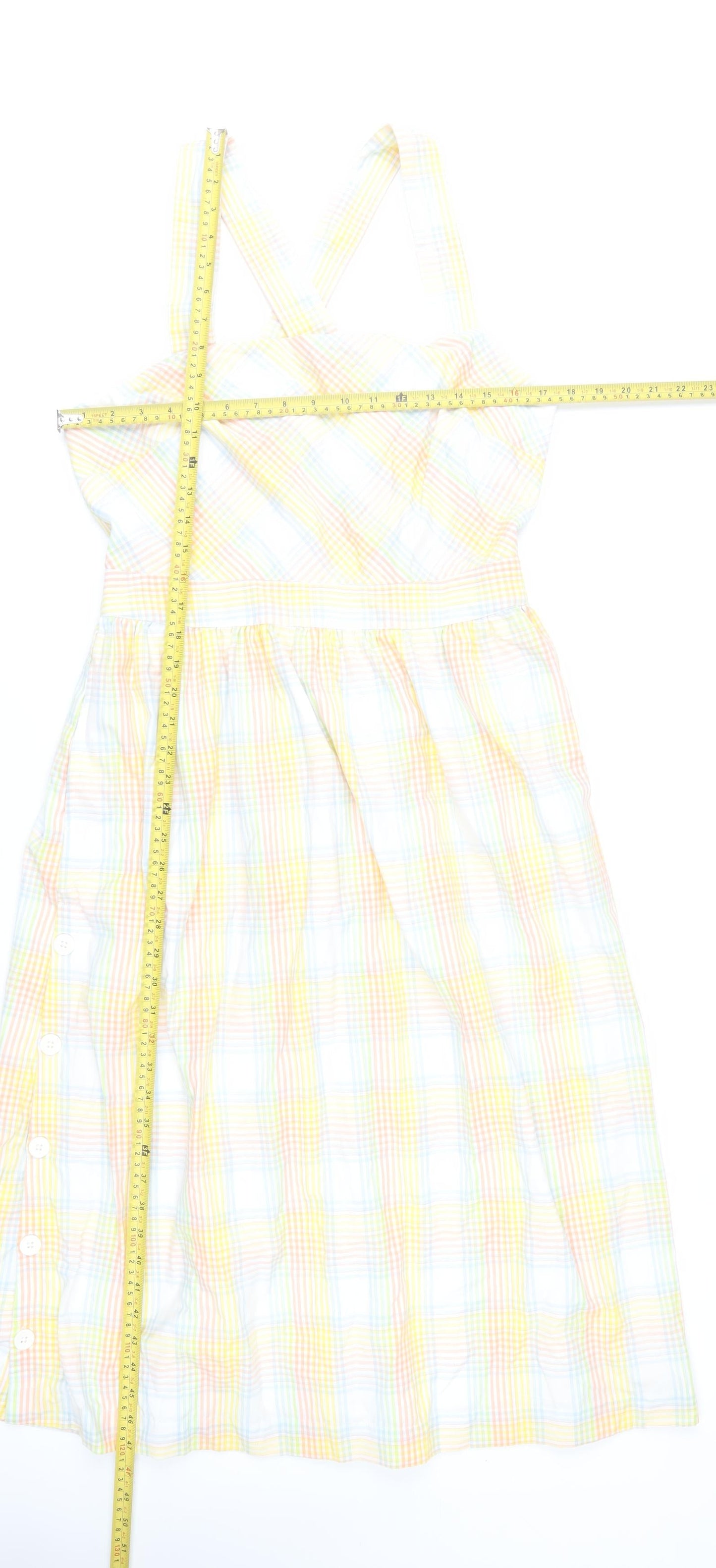 Oliver Bonas Women’s Multicoloured Check Midi A-Line Dress Size 12