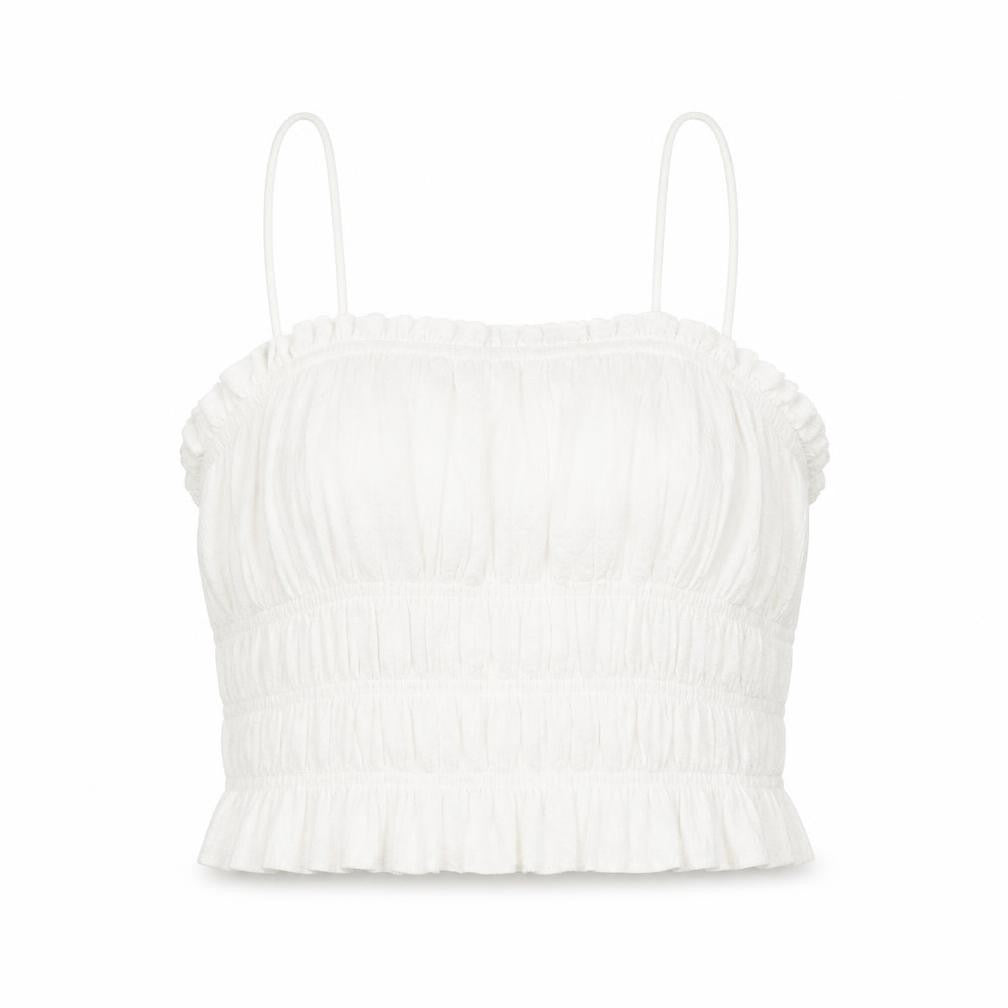 Bershka Womens White Spaghetti Strap Camisole Tank Top S