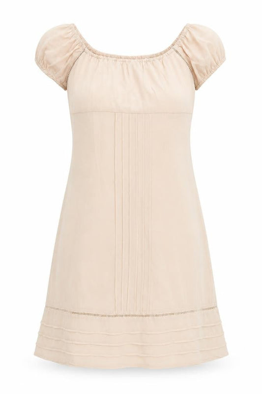 H&M Women Beige Size 12 Shift Puff Sleeve Knee Length Dress