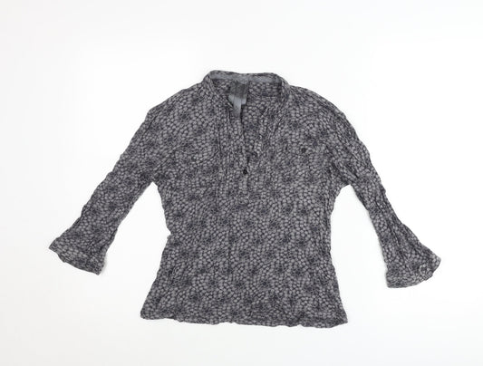 Next Womens Grey Floral Tunic Blouse Size 10 Long Sleeve