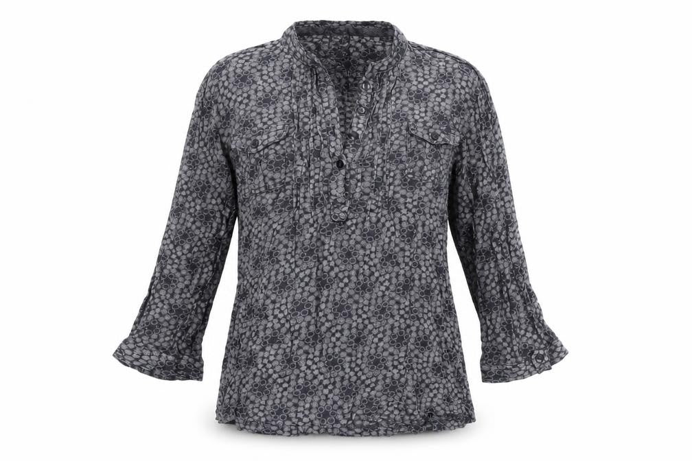 Next Womens Grey Floral Tunic Blouse Size 10 Long Sleeve