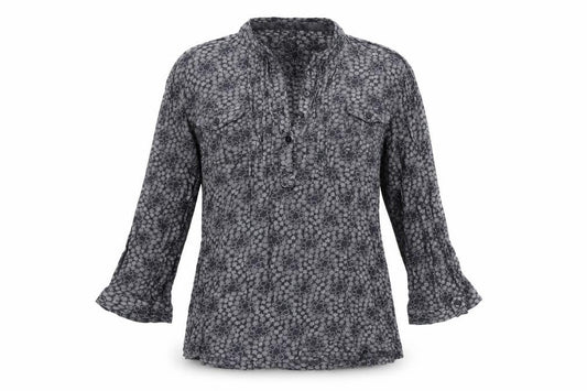 Next Womens Grey Floral Tunic Blouse Size 10 Long Sleeve