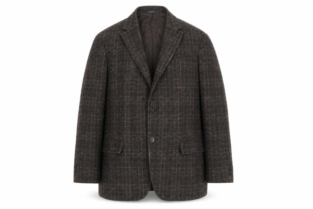 Benvenuto Men's Brown Check Wool Blazer Jacket Size 42 Regular