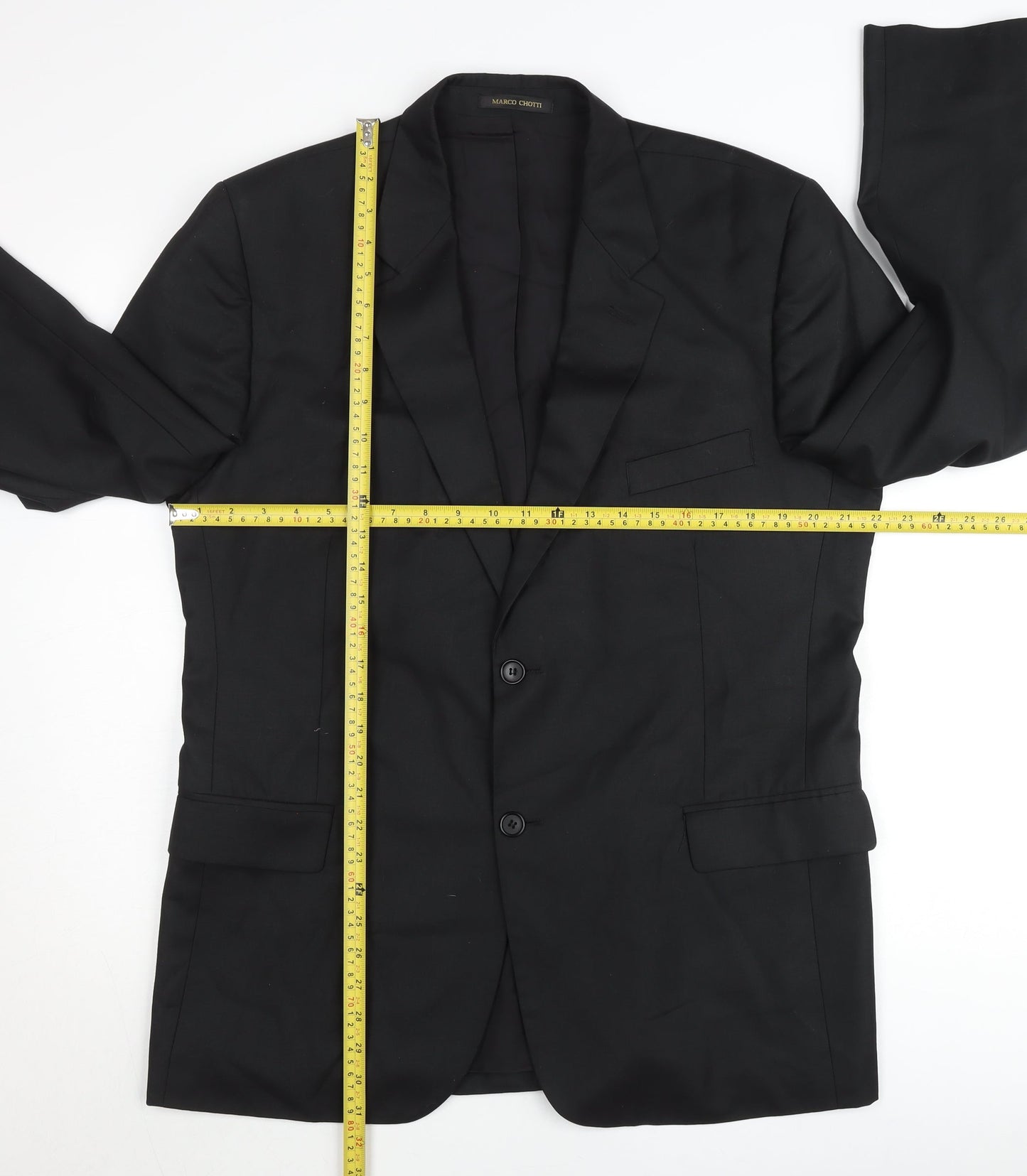 Marco Chotti Men's Black 40R Suit Jacket Classic Fit