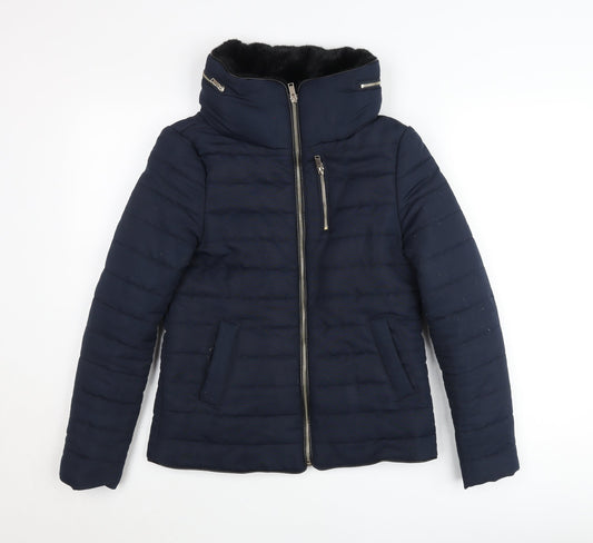 New Look Women’s Blue Size 6 Puffer Jacket Polyester Winter Coat