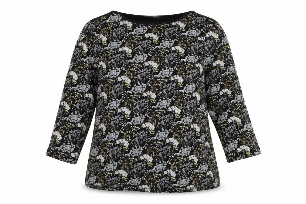 Laura Ashley Womens Black Floral Tunic Blouse UK14 3/4 Sleeve